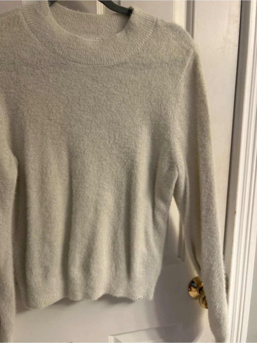 Girls abercrombie kids Cream Fuzzy Crewneck Sweater